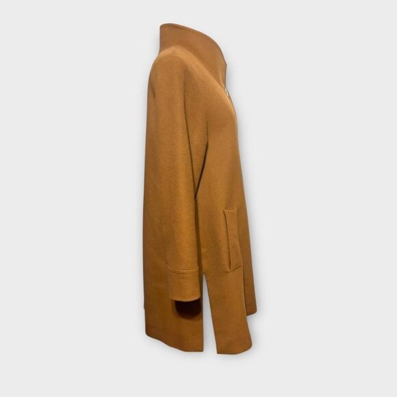 FLEURETTE Camel Stand Collar Car Coat 12 Italian Wool Women Classic Quiet Luxury - Picture 5 of 9